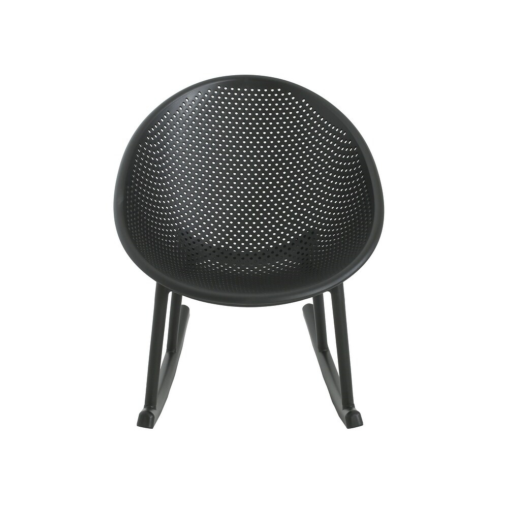 Plastic PP Rocking Chair, Outdoor Perforated Wicker Look Rocker Chair for Patio Garden