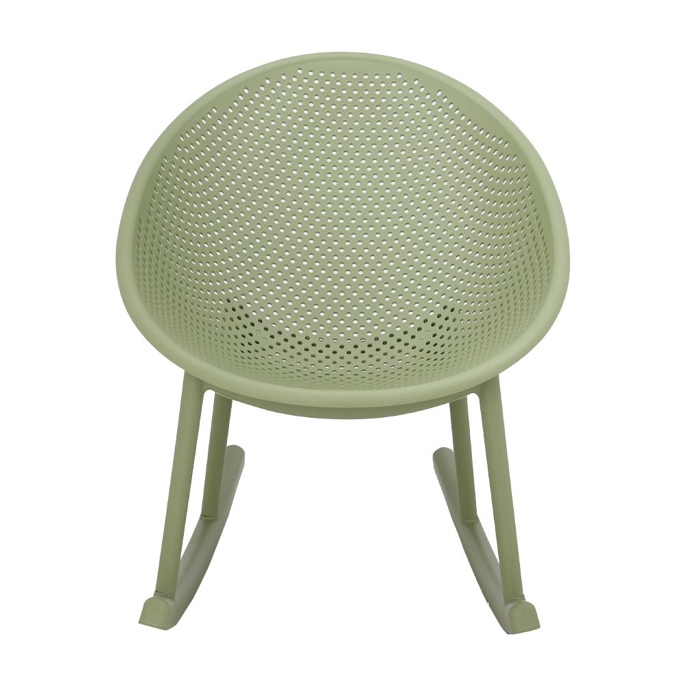 PP Perforated Rocking Chair, Assembled Outdoor Plastic Rattan Look Patio Leisure Rocker Chair