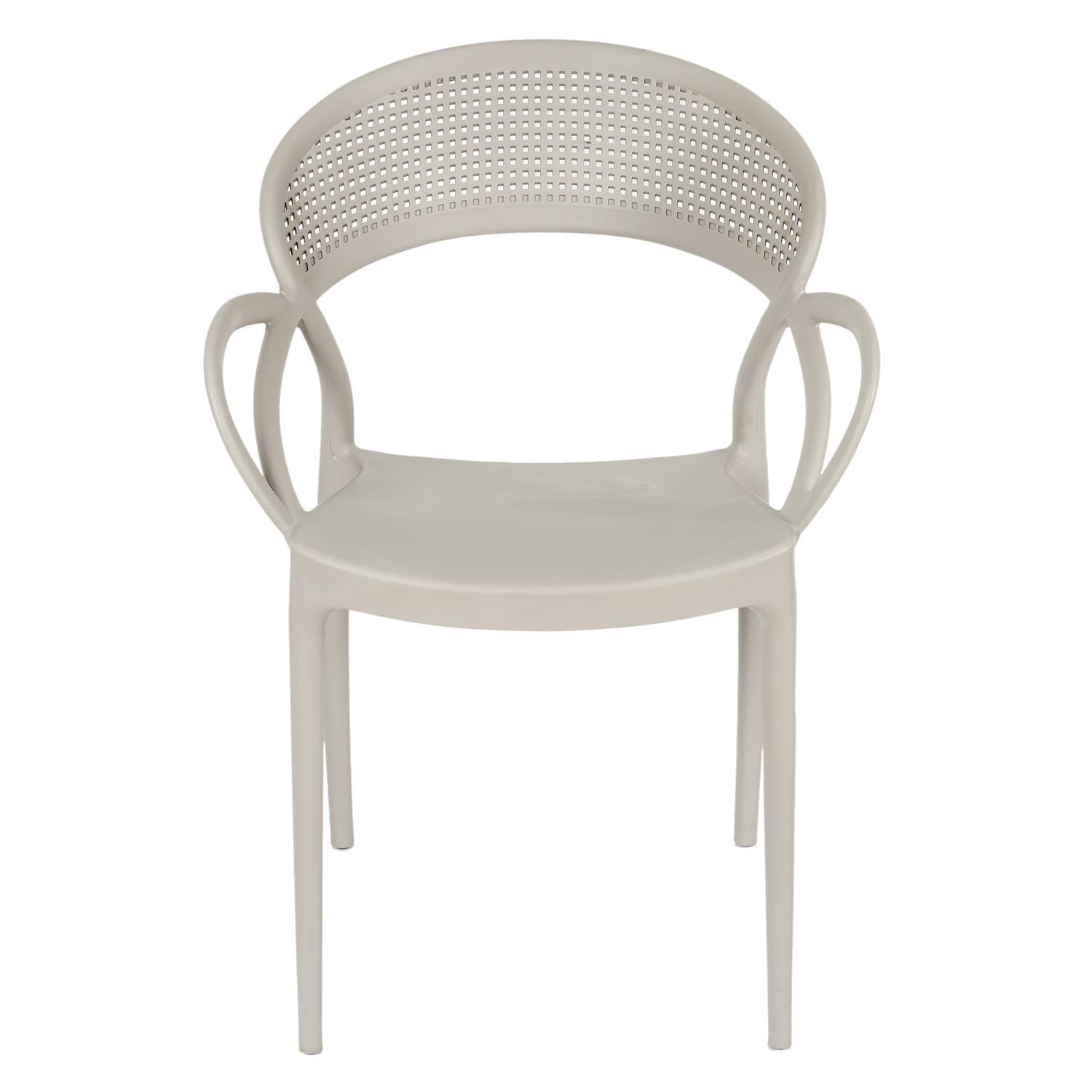Taupe Plastic Chair With Armrests-PP Chair