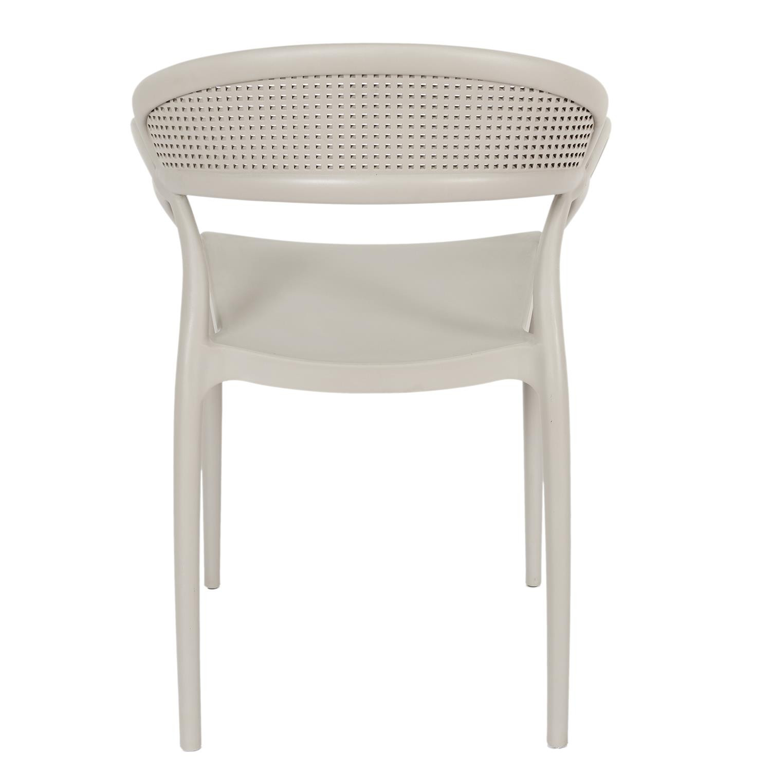 Taupe Plastic Chair With Armrests-PP Chair