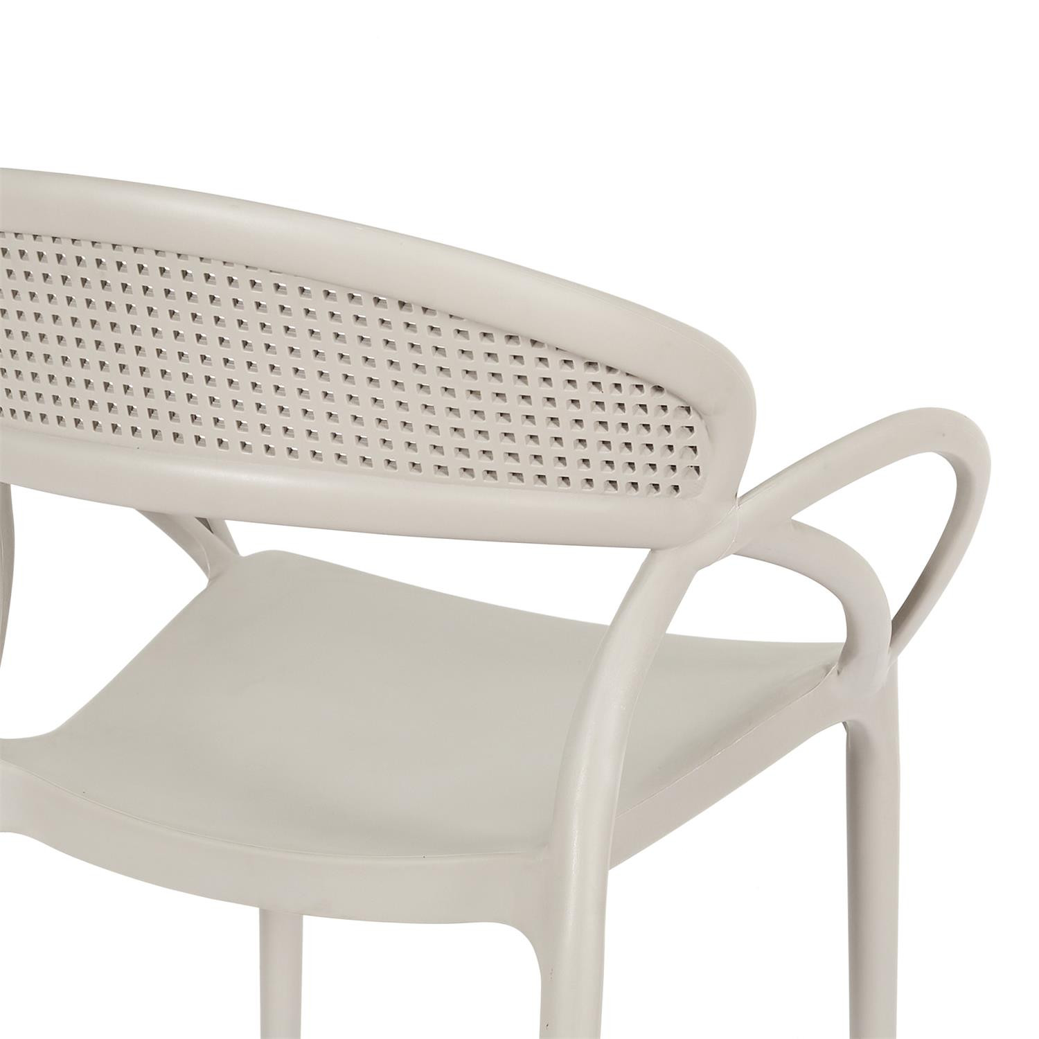 Taupe Plastic Chair With Armrests-PP Chair