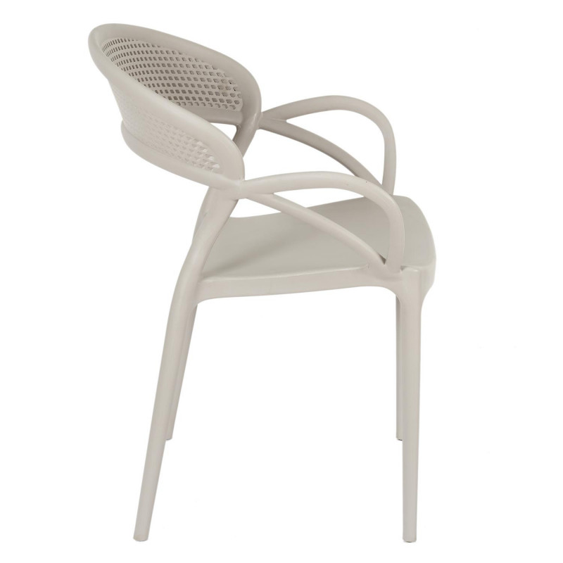 Taupe Plastic Chair With Armrests-PP Chair