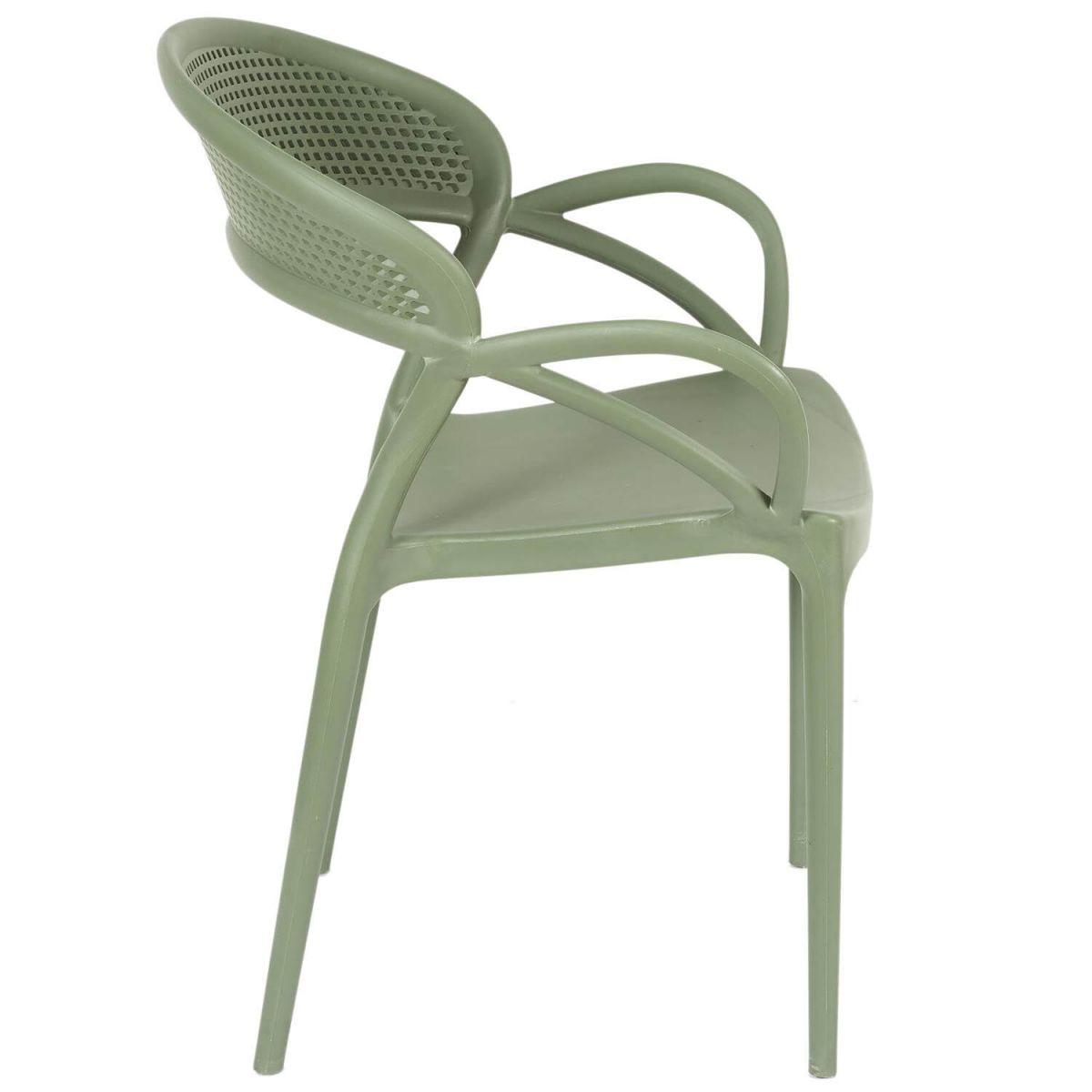 Olive Plastic Chair With Armrests-PP Chair