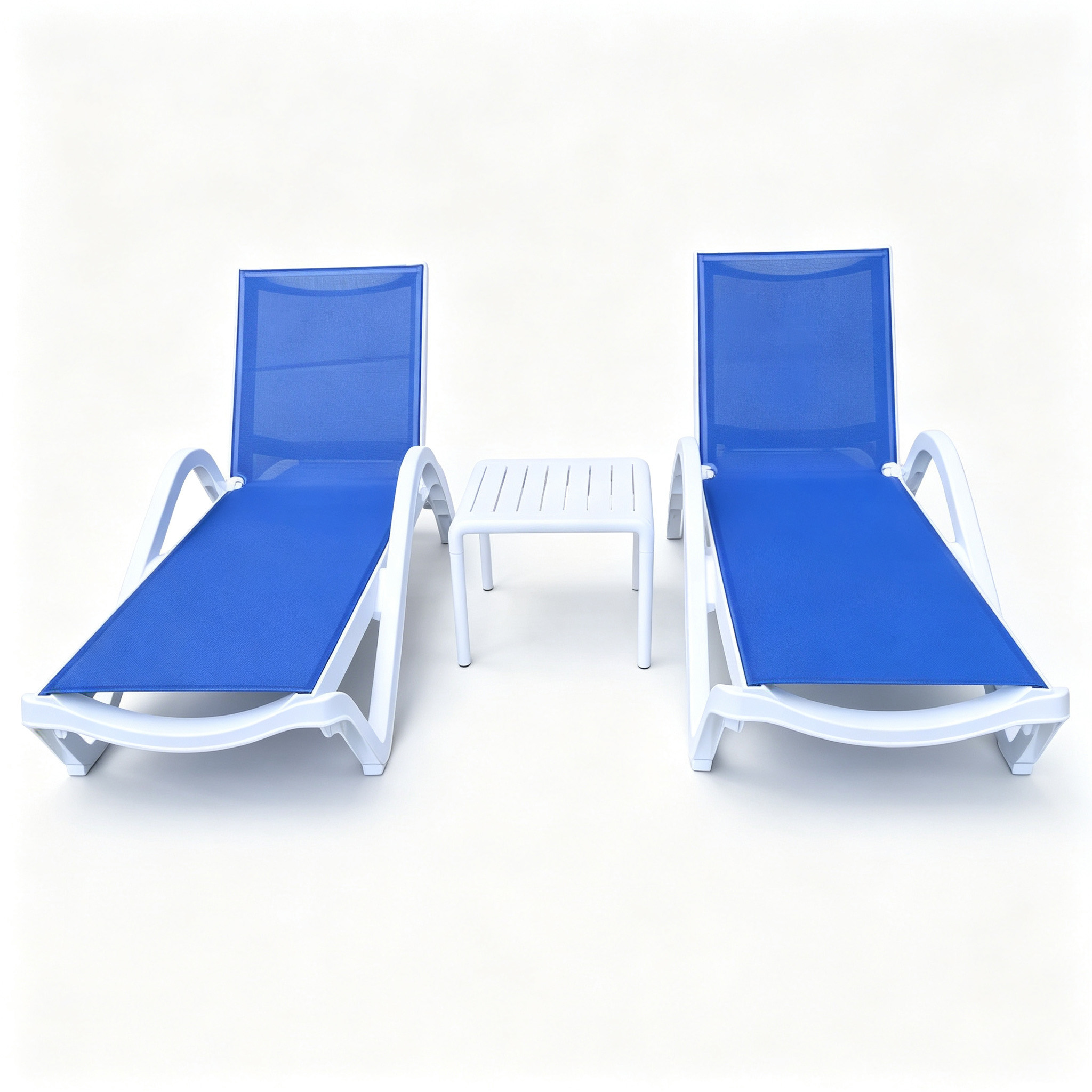 Adjustable Plastic Sun Lounger with Mesh Fabric | Outdoor Poolside Chaise Lounge