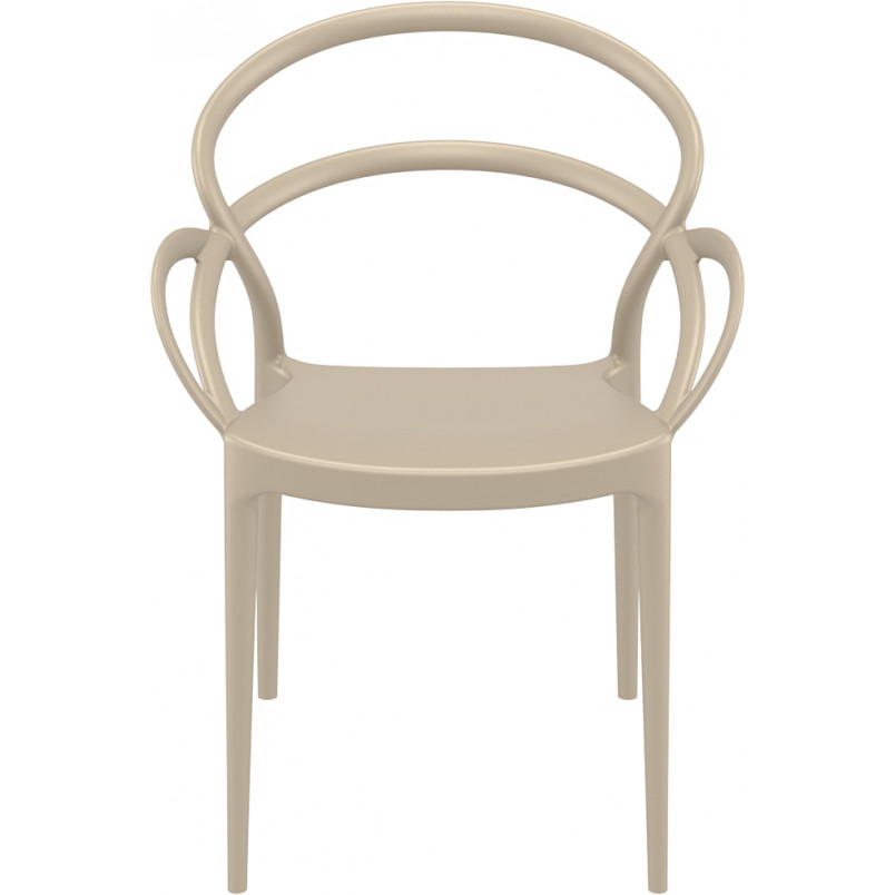 Taupe PP Chair With Armrests-PP Chair