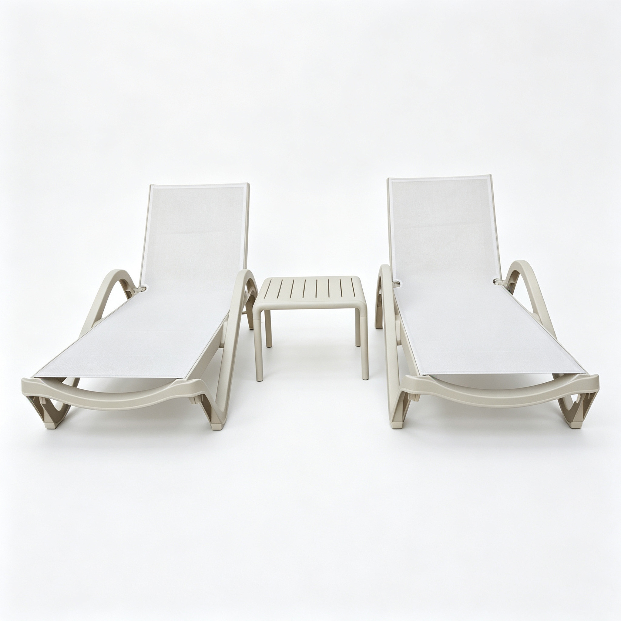 Adjustable Plastic Sun Lounger with Mesh Fabric | Outdoor Poolside Chaise Lounge