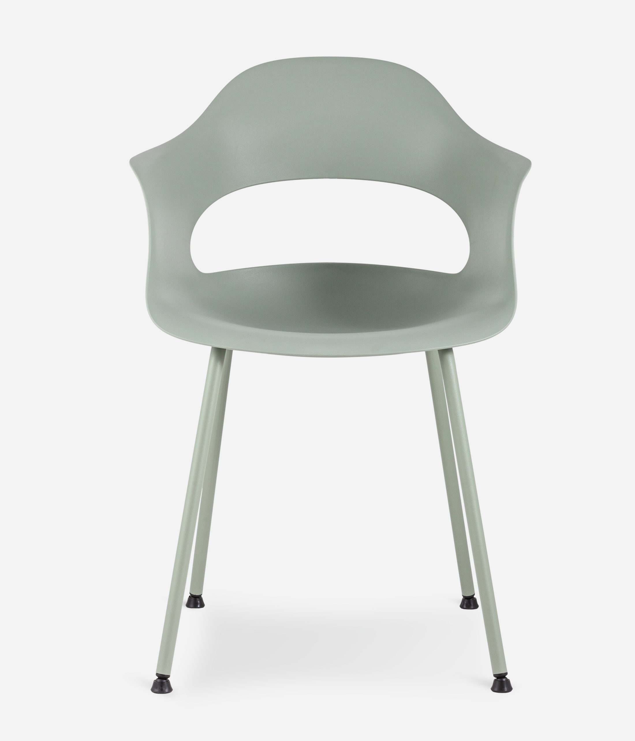 Mint Green Polypropylene Armchair with Spray-Finished Metal Base