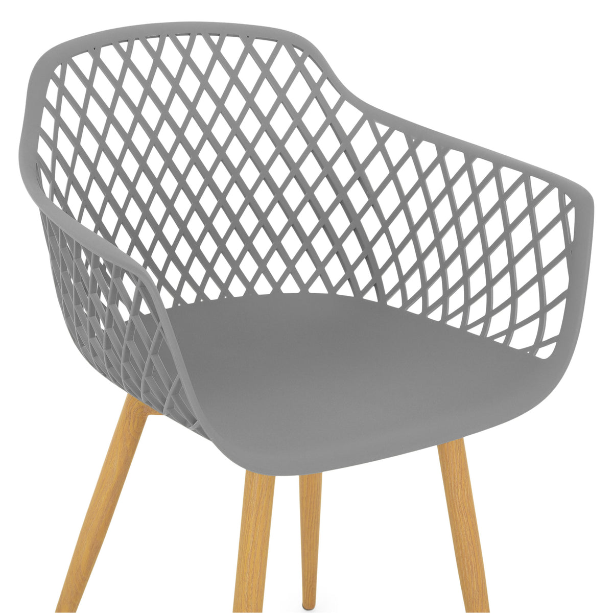 Dark Gray PP Armchair With Thermal transfer process metal feet-PP Chair