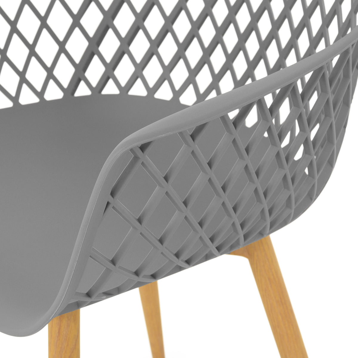 Dark Gray PP Armchair With Thermal transfer process metal feet-PP Chair