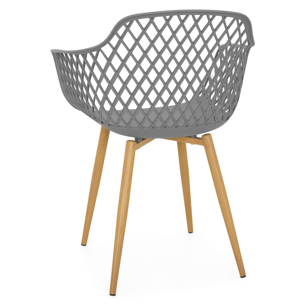 Dark Gray PP Armchair With Thermal transfer process metal feet-PP Chair