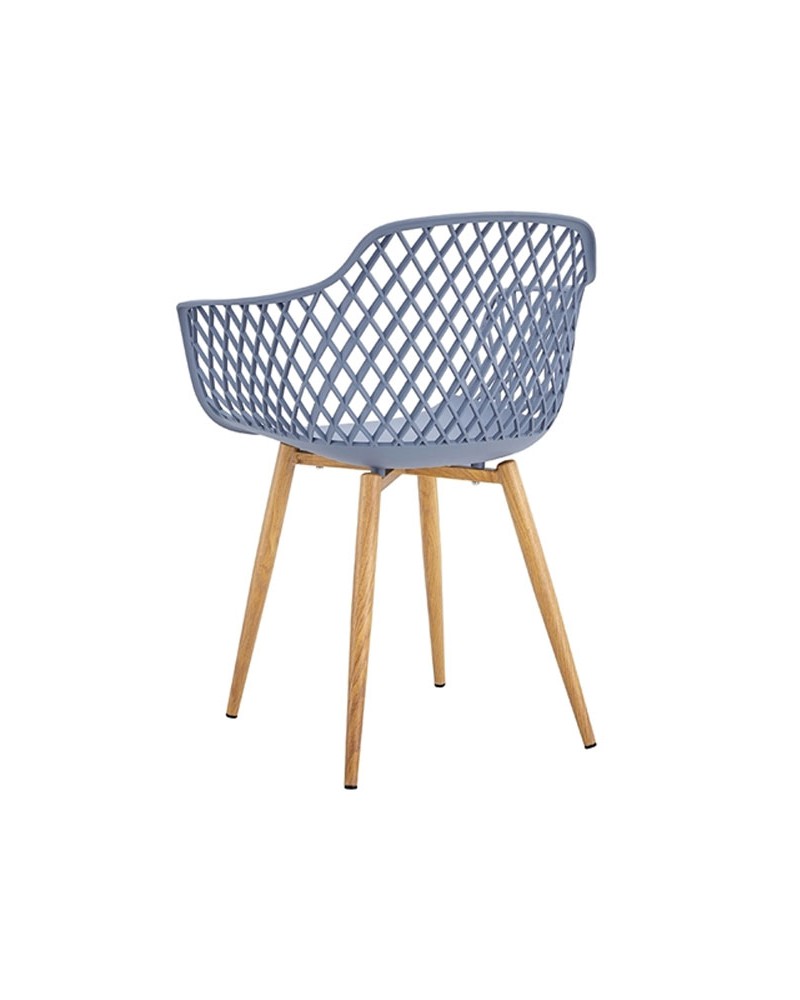 Haze Blue PP Armchair With Thermal transfer process metal feet-PP Chair