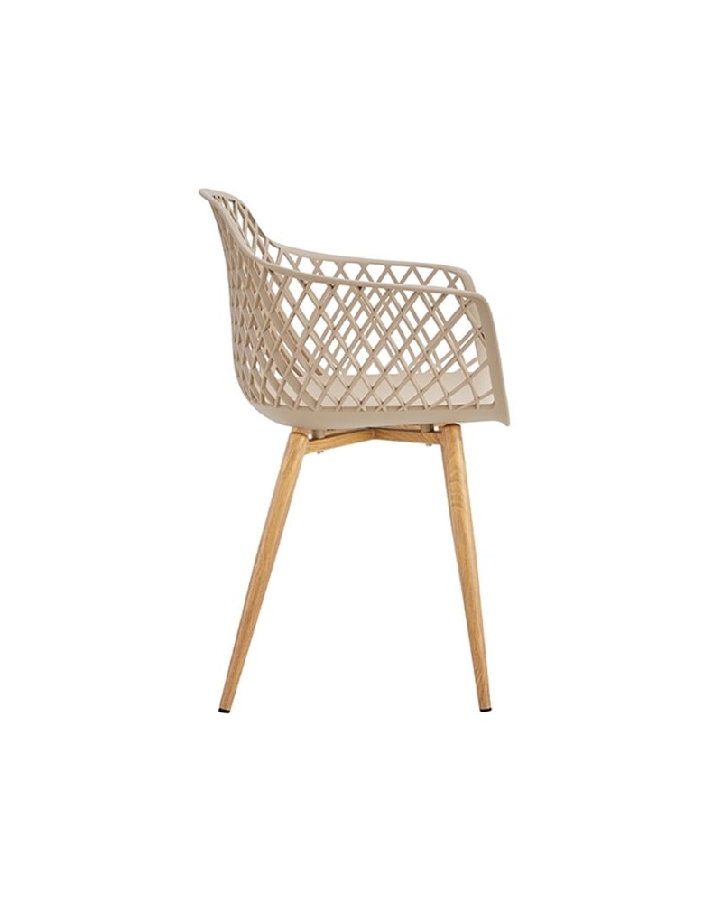 Taupe PP Armchair With Thermal transfer process metal feet-PP Chair