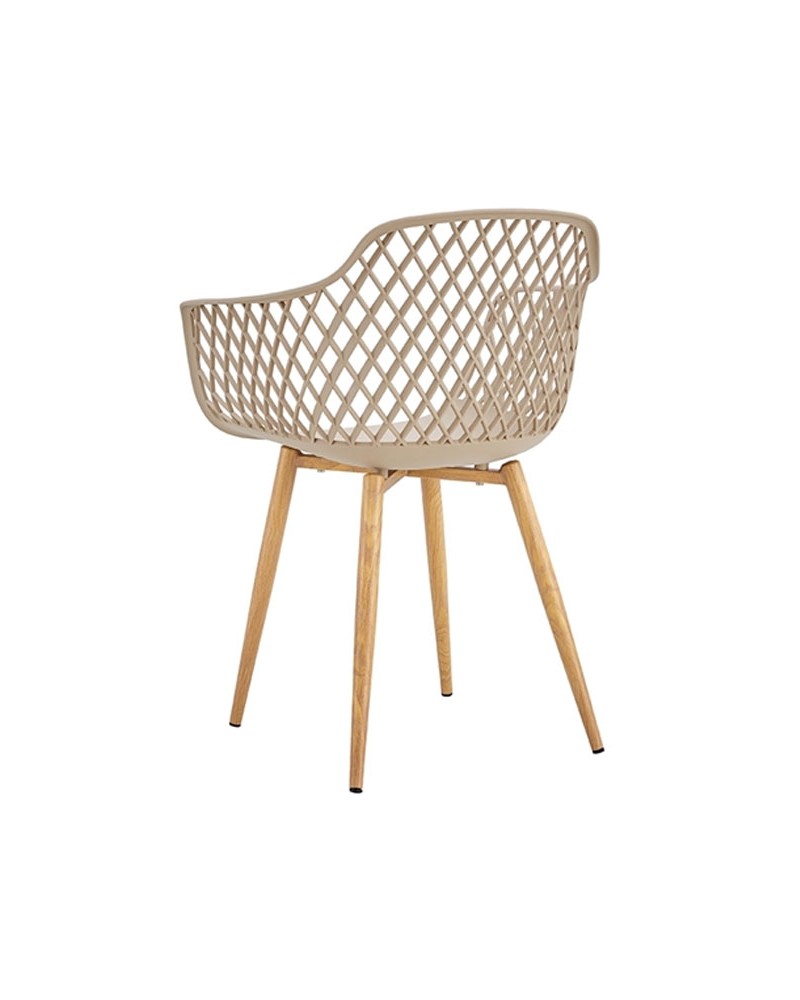 Taupe PP Armchair With Thermal transfer process metal feet-PP Chair