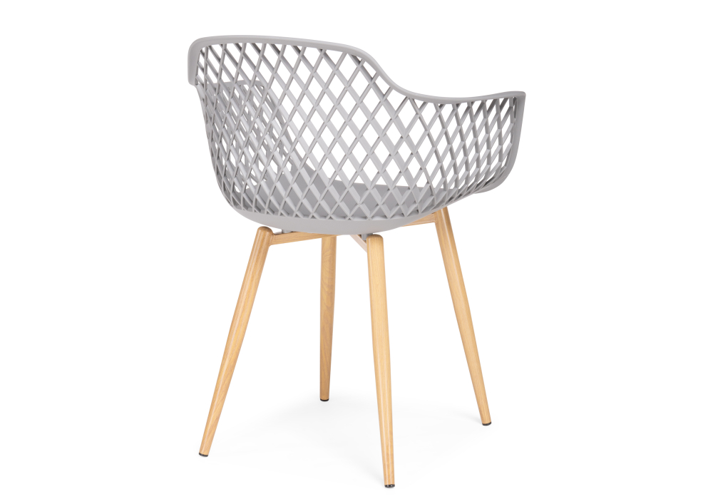 Light Gray PP Armchair With Thermal transfer process metal feet-PP Chair