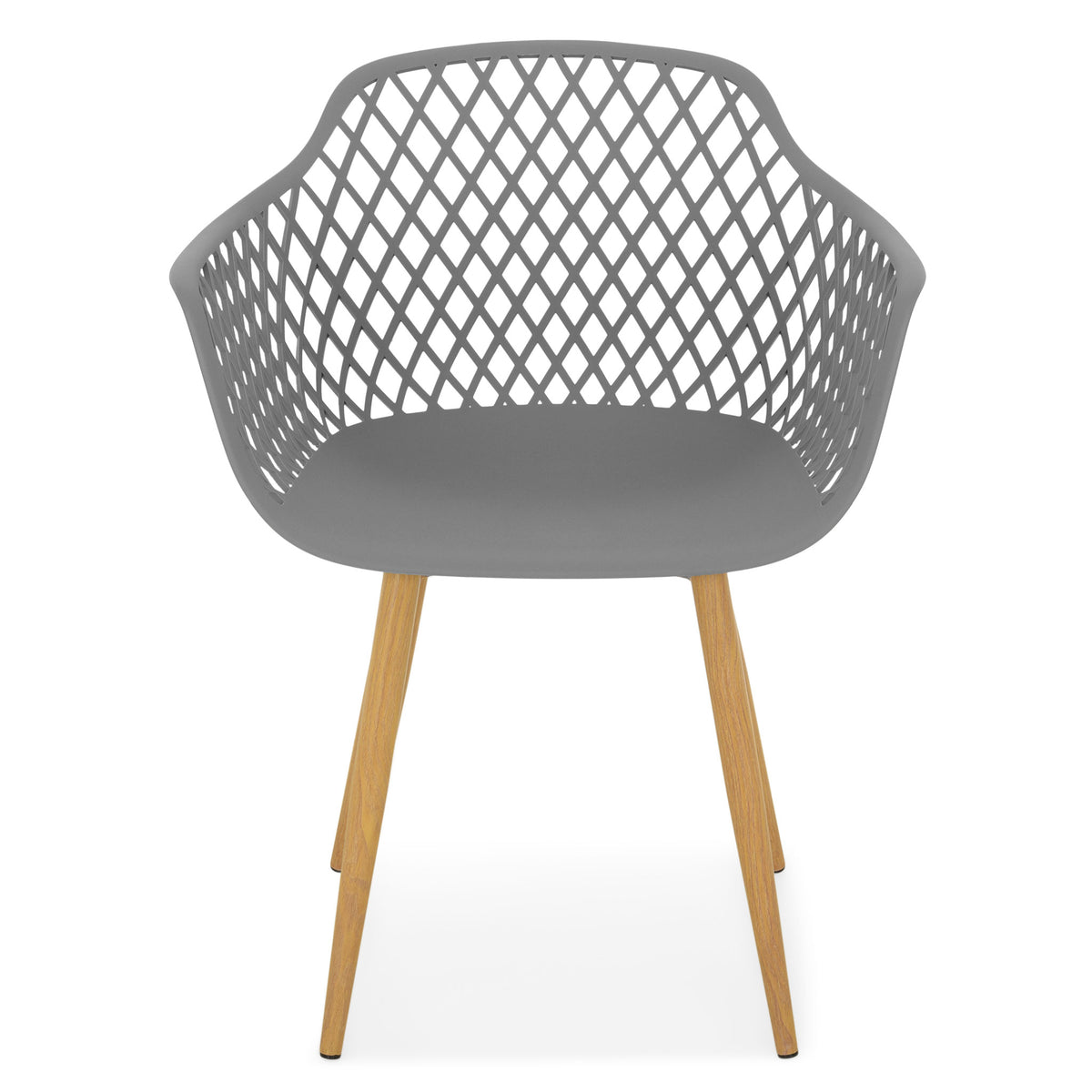 Dark Gray PP Armchair With Thermal transfer process metal feet-PP Chair