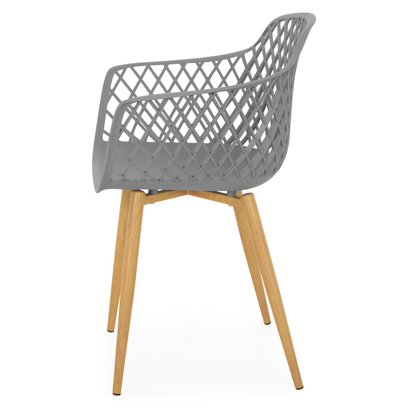 Dark Gray PP Armchair With Thermal transfer process metal feet-PP Chair