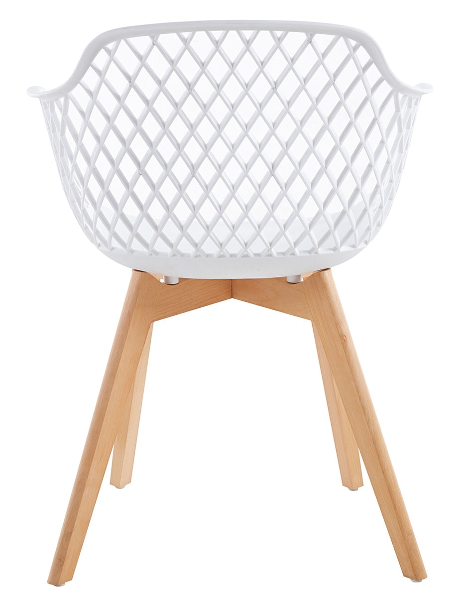 White Net Armchair With Wood Feet-PP Chair