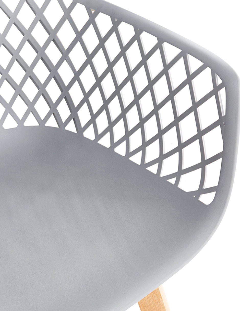 Grey Net Armchair With Wood Feet-PP Chair