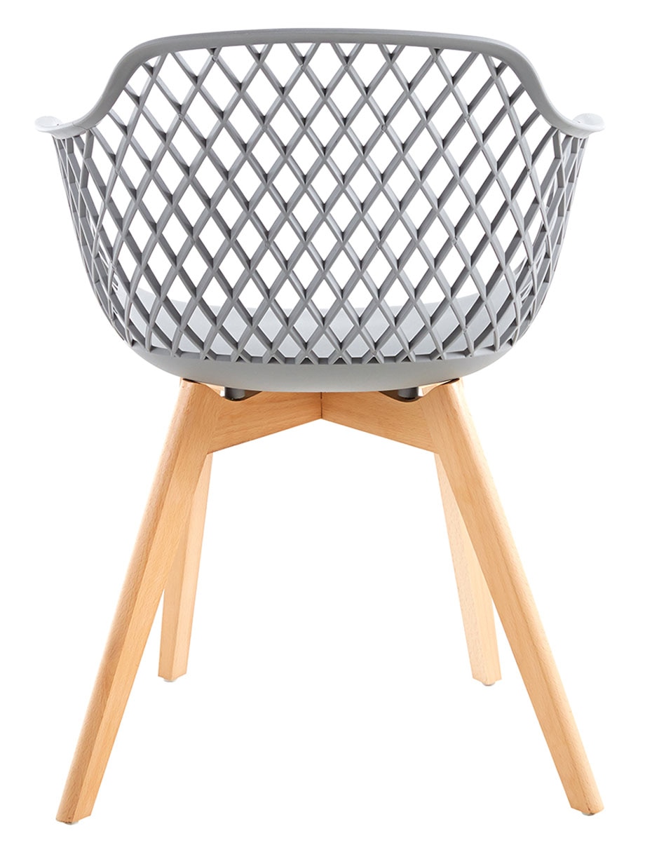Grey Net Armchair With Wood Feet-PP Chair