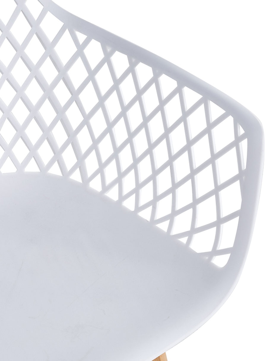 White Net Armchair With Wood Feet-PP Chair