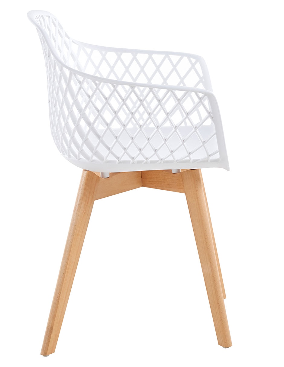 White Net Armchair With Wood Feet-PP Chair