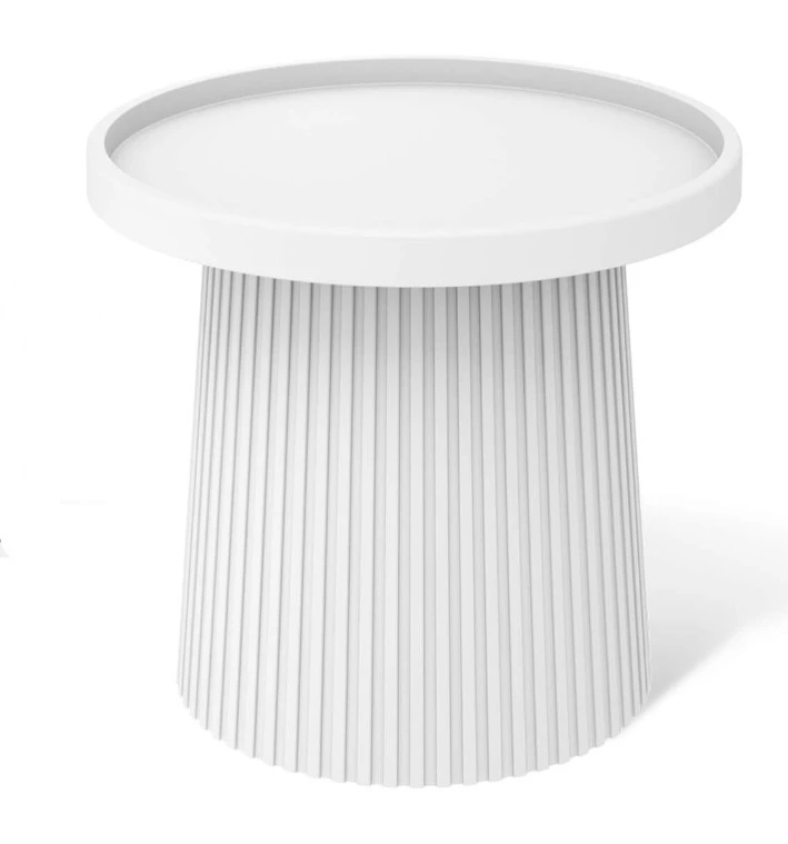 Modern Ribbed PP Plastic Side Table | Round Polypropylene Accent Table