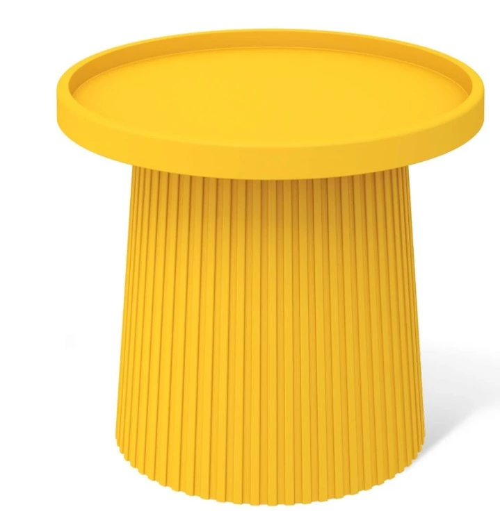 Modern Ribbed PP Plastic Side Table | Round Polypropylene Accent Table