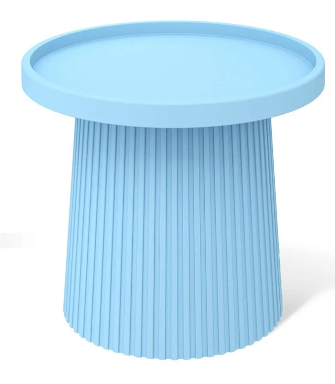 Modern Ribbed PP Plastic Side Table | Round Polypropylene Accent Table