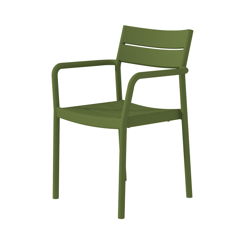 Stackable Plastic Patio Chair with Armrests, Weather-Resistant, Heavy-Duty for Outdoor Restaurant/Patio/Event, B2B Bulk Supply