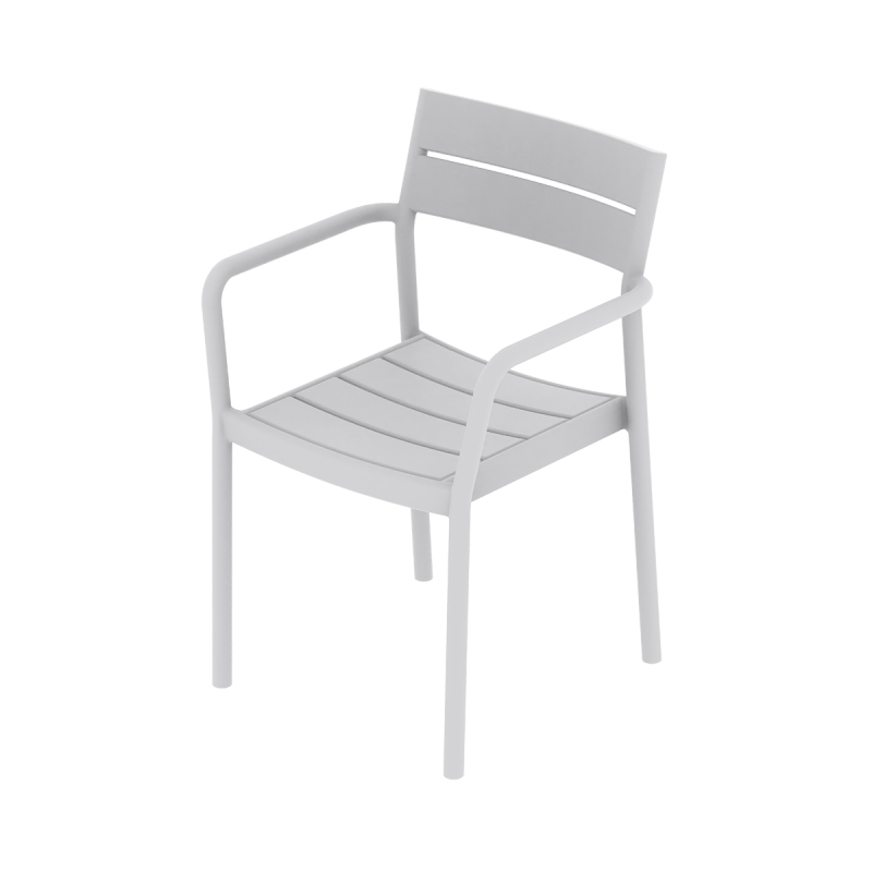 Stackable Plastic Patio Chair with Armrests, Weather-Resistant, Heavy-Duty for Outdoor Restaurant/Patio/Event, B2B Bulk Supply