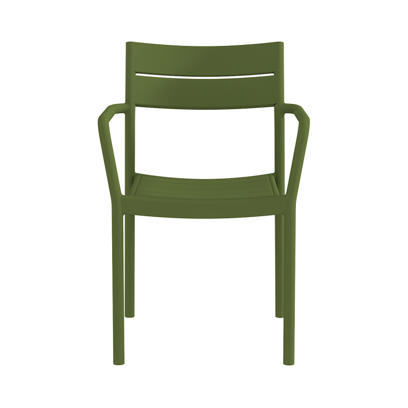 Stackable Plastic Patio Chair with Armrests, Weather-Resistant, Heavy-Duty for Outdoor Restaurant/Patio/Event, B2B Bulk Supply