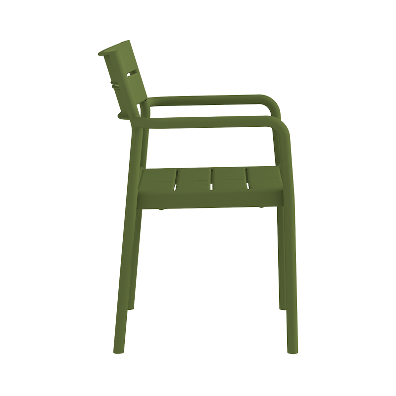 Stackable Plastic Patio Chair with Armrests, Weather-Resistant, Heavy-Duty for Outdoor Restaurant/Patio/Event, B2B Bulk Supply
