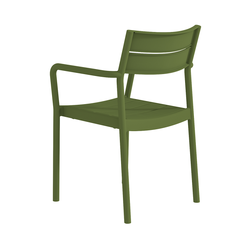 Stackable Plastic Patio Chair with Armrests, Weather-Resistant, Heavy-Duty for Outdoor Restaurant/Patio/Event, B2B Bulk Supply