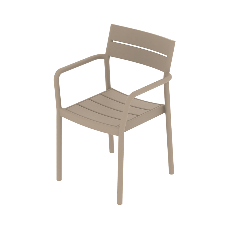 Stackable Plastic Patio Chair with Armrests, Weather-Resistant, Heavy-Duty for Outdoor Restaurant/Patio/Event, B2B Bulk Supply