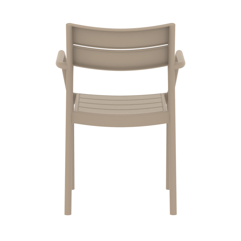 Commercial Slatted PP Arm Dining Chair One-Piece Injection Molded Stackable Plastic Armchair for Hotel Cafe Patio Restaurant Wholesale