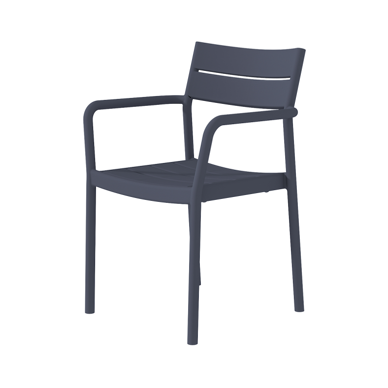 Stackable Plastic Patio Chair with Armrests, Weather-Resistant, Heavy-Duty for Outdoor Restaurant/Patio/Event, B2B Bulk Supply