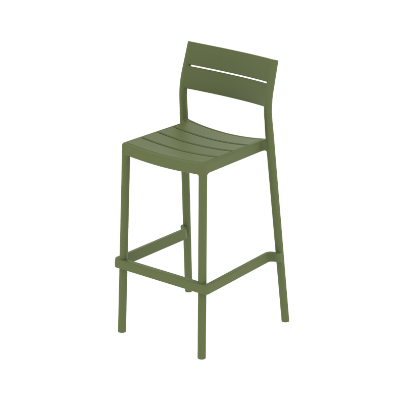Commercial Slatted PP Bar Stool One-Piece Injection Molded Stackable Plastic Counter Height Bar Chair for Cafe Restaurant Hotel Patio Wholesale