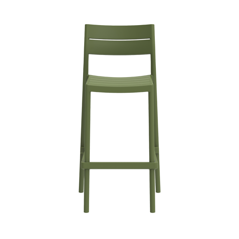 Commercial Slatted PP Bar Stool One-Piece Injection Molded Stackable Plastic Counter Height Bar Chair for Cafe Restaurant Hotel Patio Wholesale