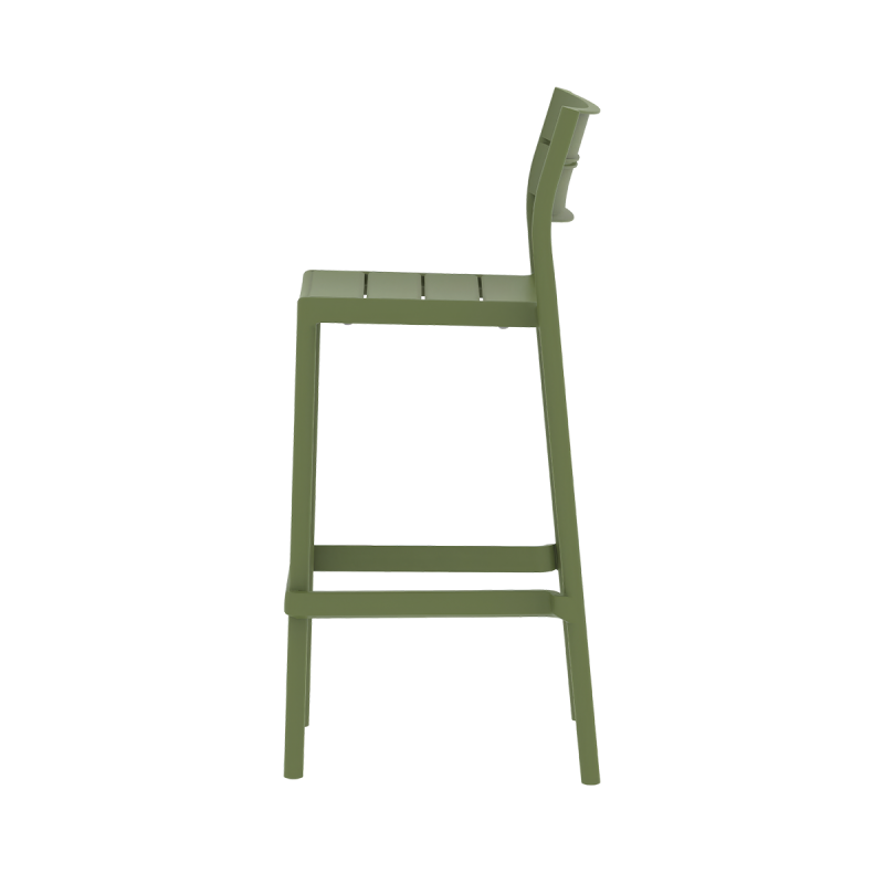 Commercial Slatted PP Bar Stool One-Piece Injection Molded Stackable Plastic Counter Height Bar Chair for Cafe Restaurant Hotel Patio Wholesale