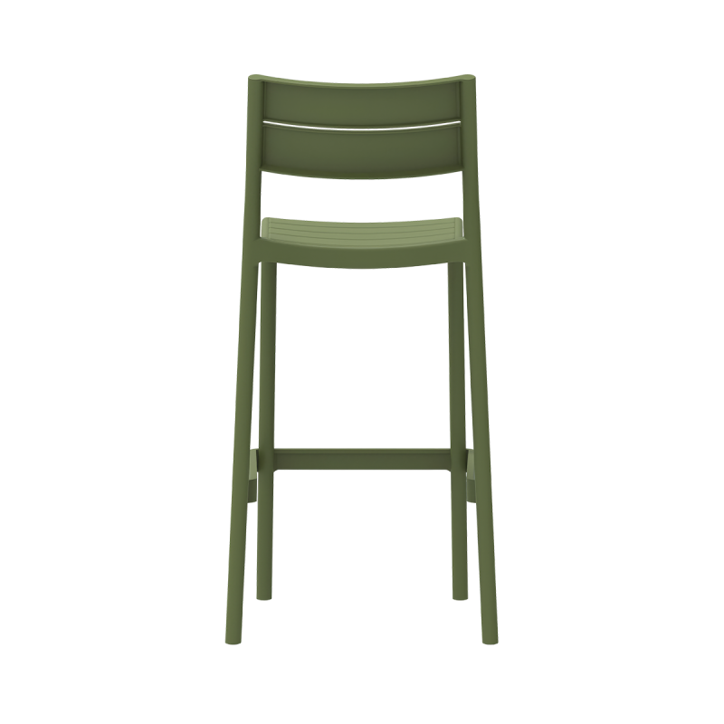Commercial Slatted PP Bar Stool One-Piece Injection Molded Stackable Plastic Counter Height Bar Chair for Cafe Restaurant Hotel Patio Wholesale