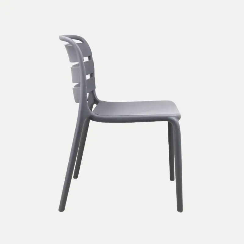 China Dark Grey Armless Plastic Chairs for Export – Heavy-Duty, Stackable, Multi-Purpose