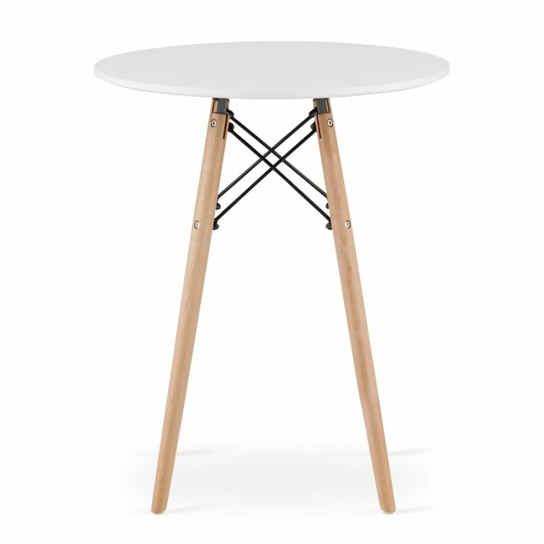 Round White MDF Coffee Table-PP Chair