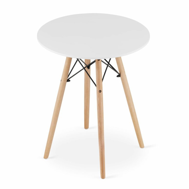 Round White MDF Coffee Table-PP Chair