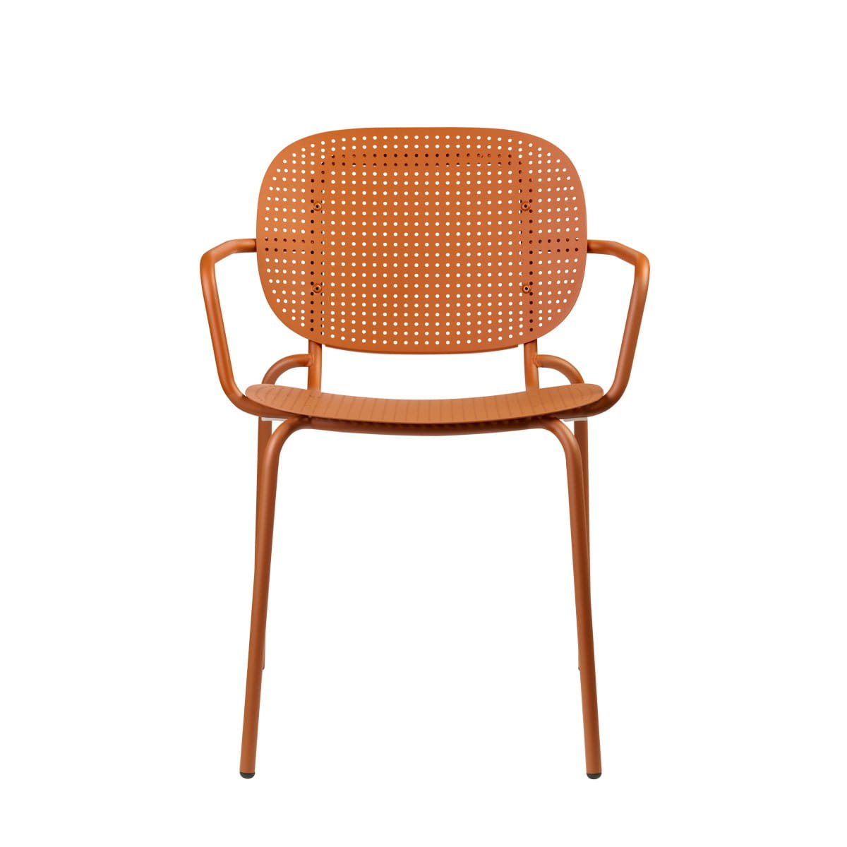 Orange Plastic Armchair With Metal Frame