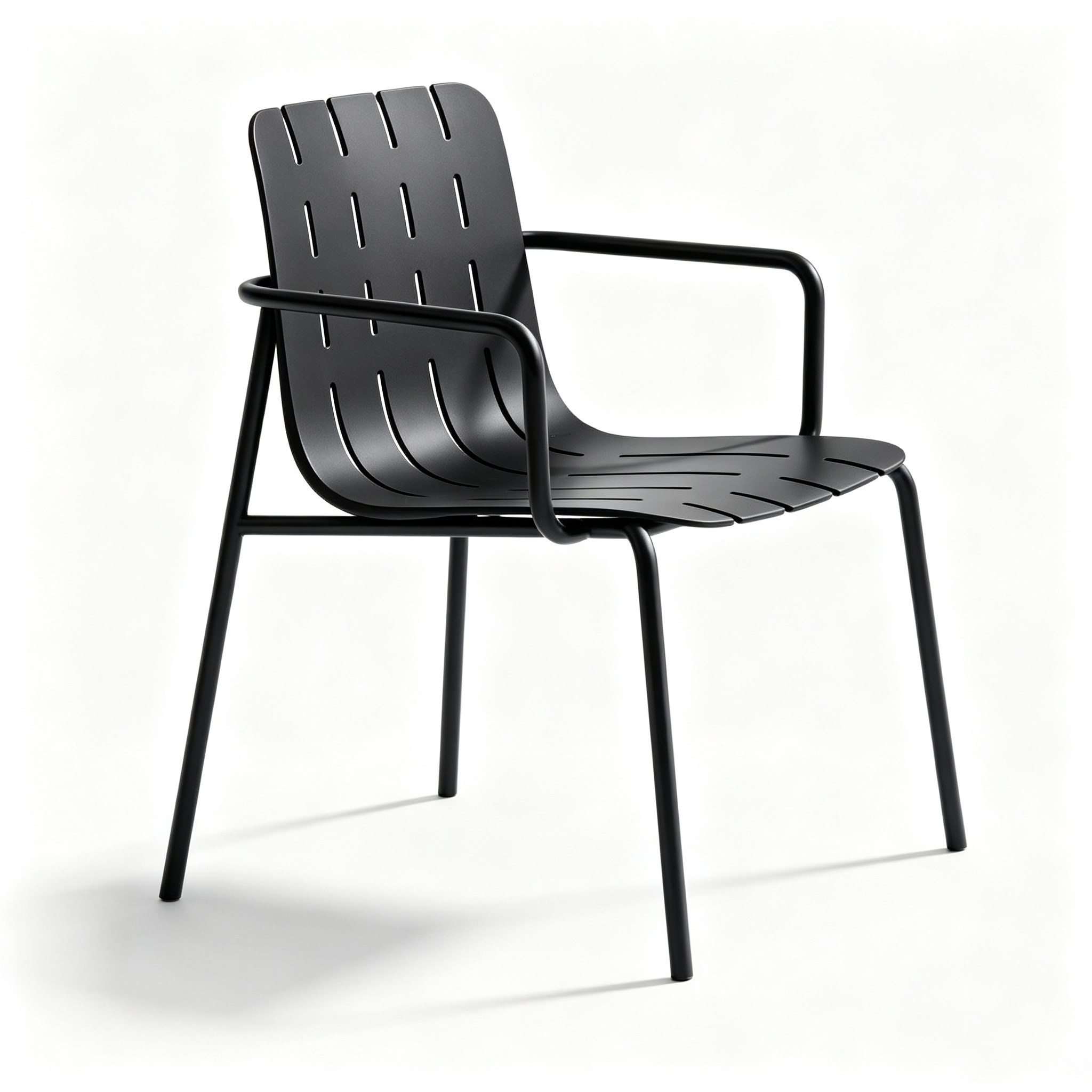 Modern Plastic Armchair with Metal Frame | PP Outdoor Dining Chair