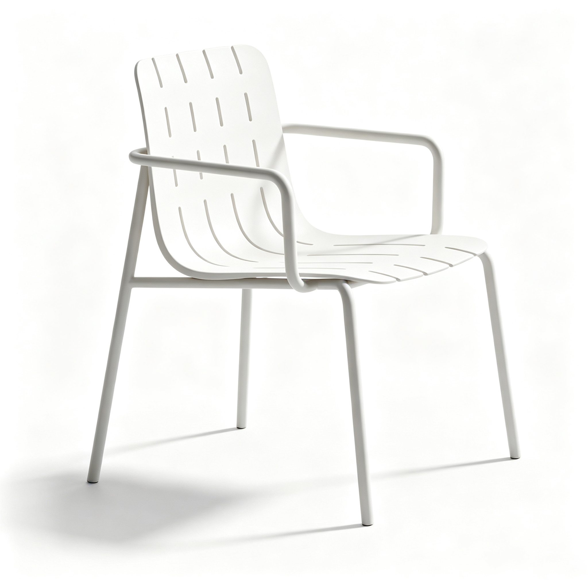 Modern Plastic Armchair with Metal Frame | PP Outdoor Dining Chair