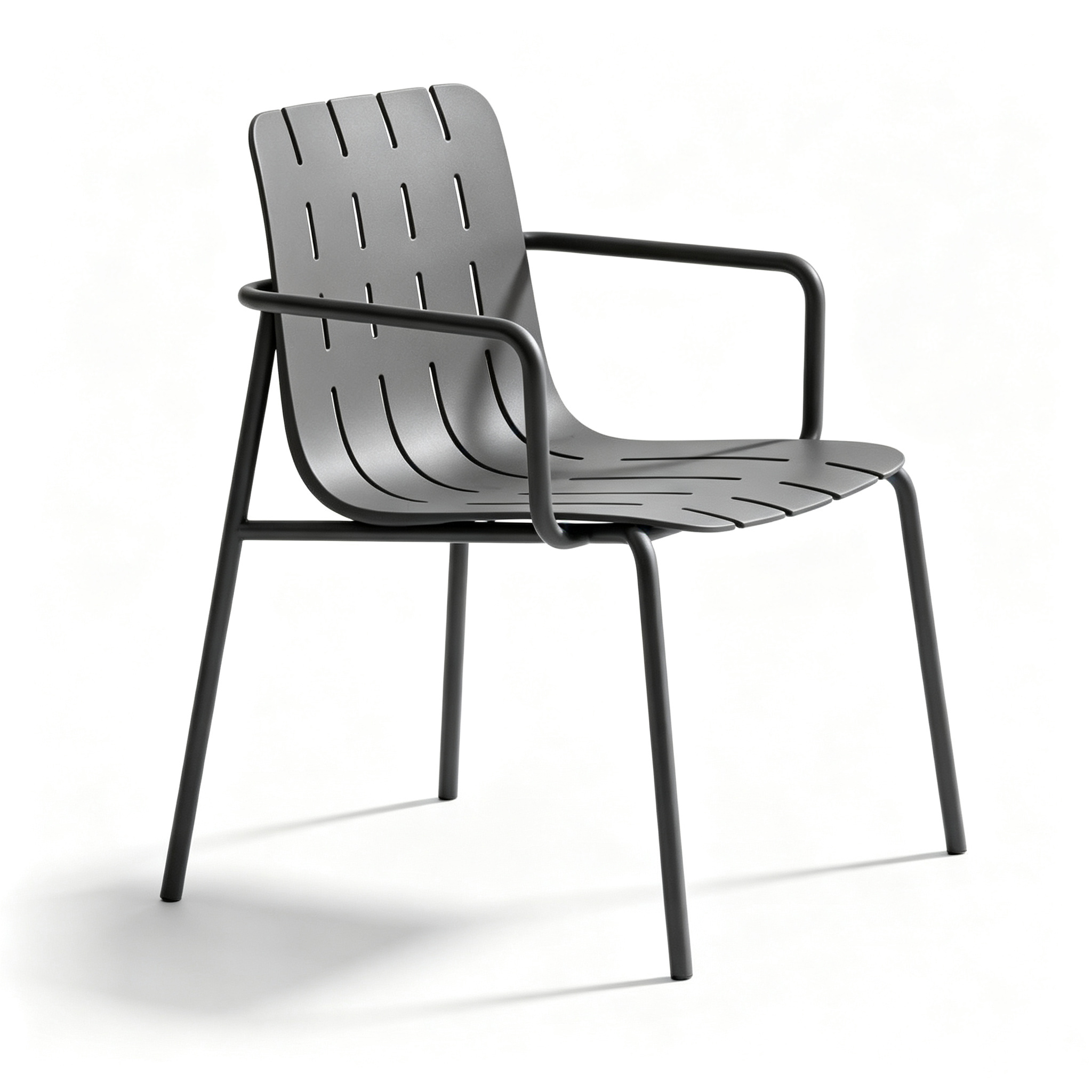 Modern Plastic Armchair with Metal Frame | PP Outdoor Dining Chair