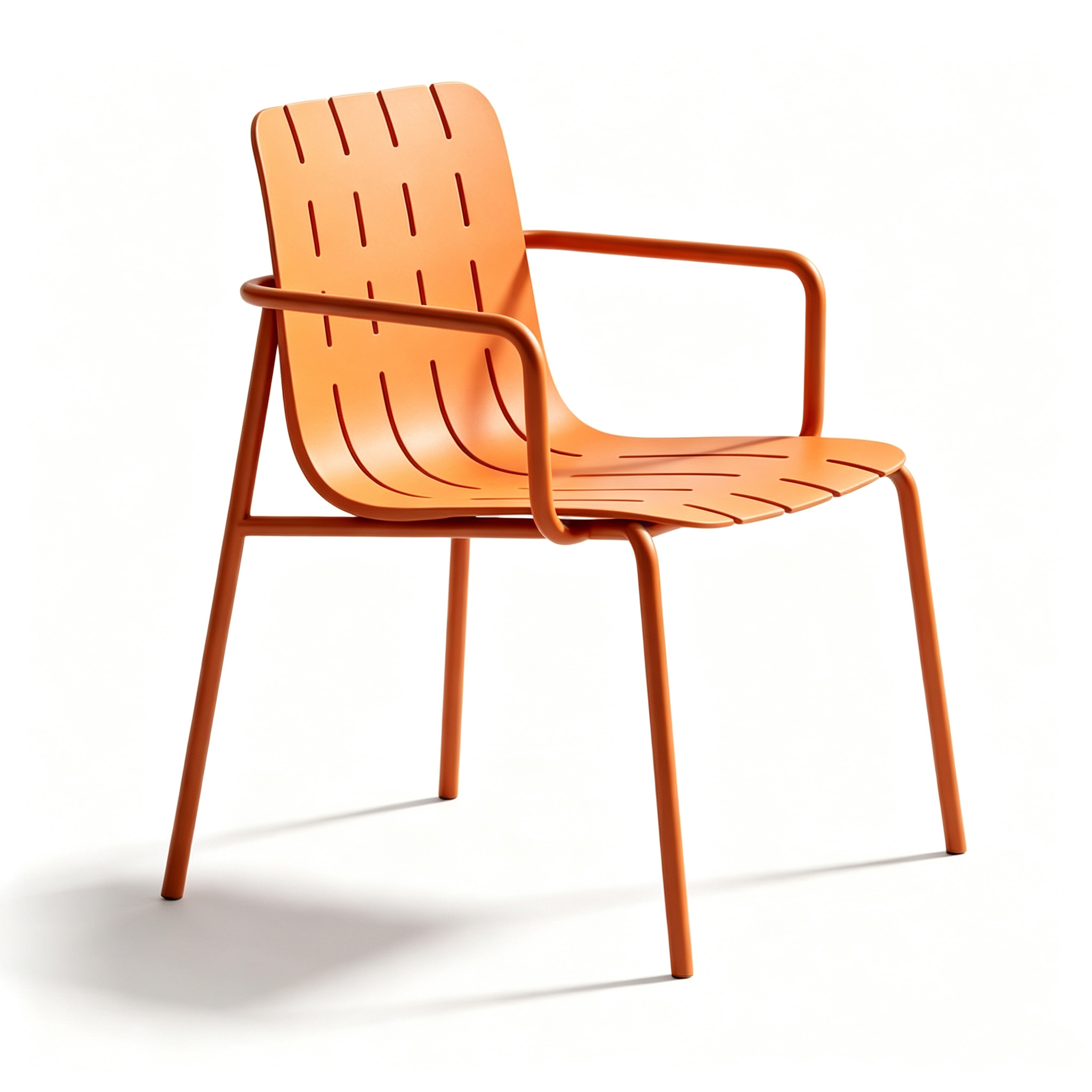 Modern Plastic Armchair with Metal Frame | PP Outdoor Dining Chair