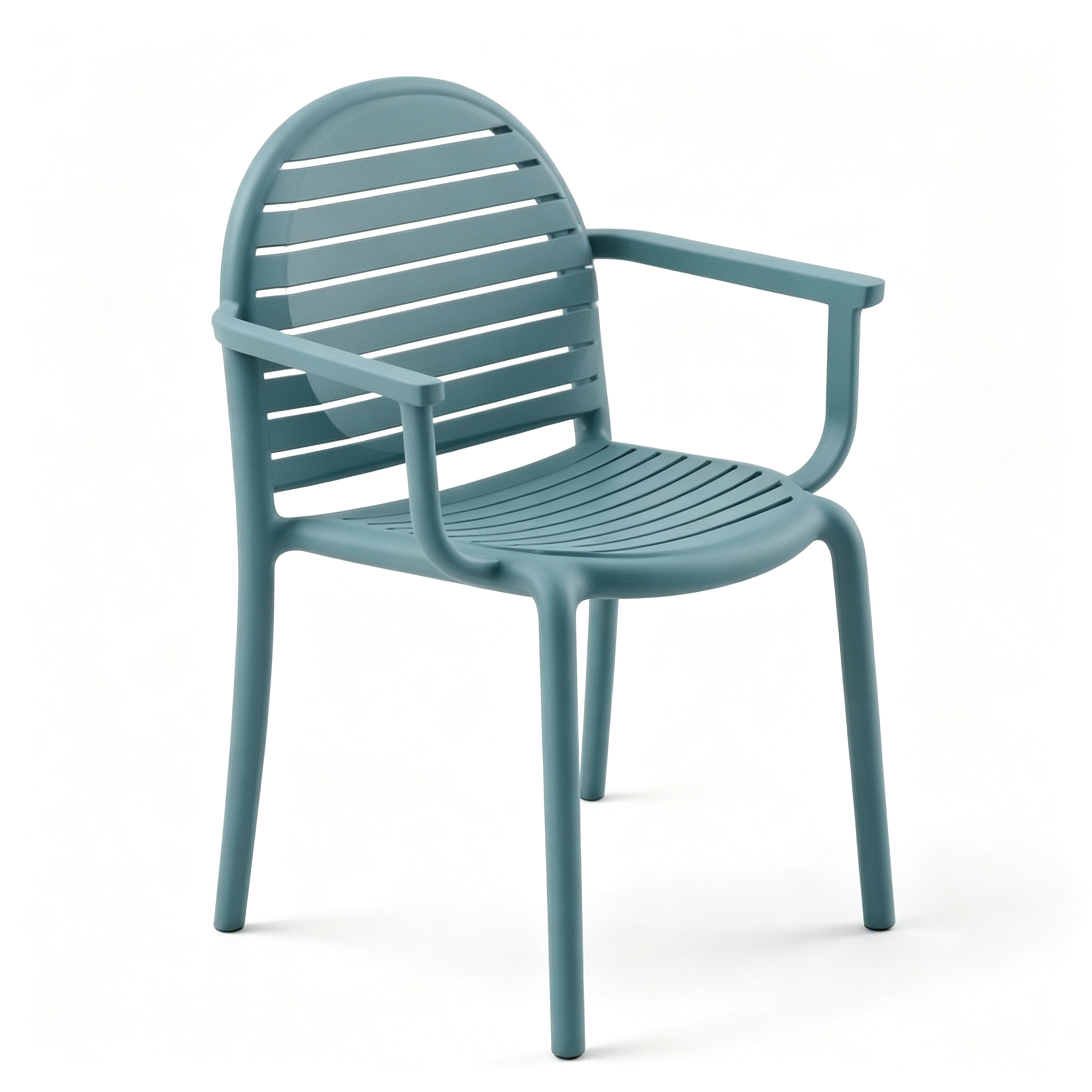 UV Stabilized PP Monobloc Armchair, Stackable Horizontal Slatted Outdoor Dining Chair for Commercial Hospitality-PP Chair