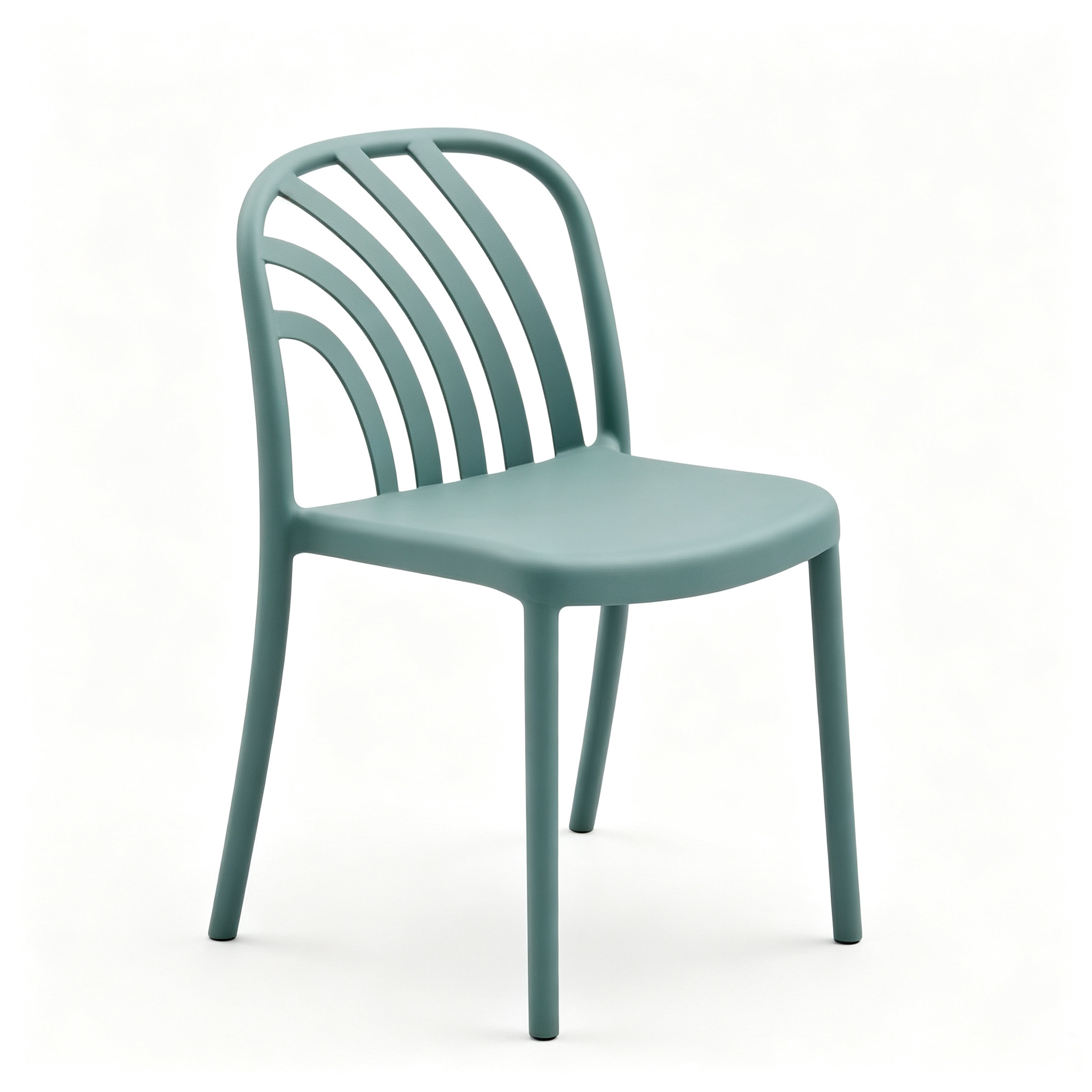 Stackable PP Monobloc Dining Chair, Curved Vertical Slatted Backrest Outdoor Side Chair for Commercial Hospitality-PP Chair